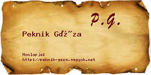 Peknik Géza névjegykártya